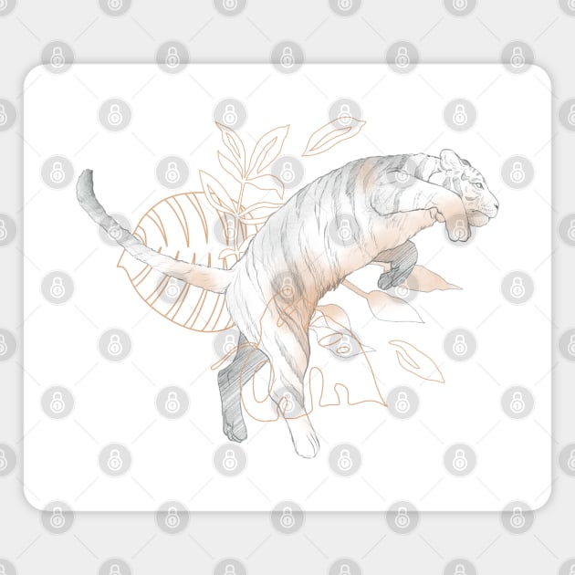 Abstract Sketch Line Tiger Composition Magnet by Taisiia